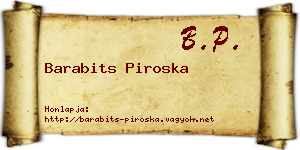 Barabits Piroska névjegykártya